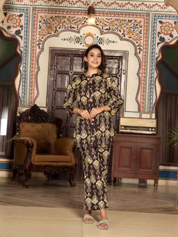 Gahan - Cotton Digital Printed Co-Ord Set - Brown