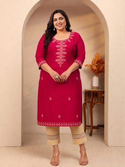 Extra love by Libas - Pink Embroidered Thread Work Kurta