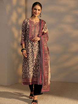 Libas - Multi-Color Printed Mirror Work Kurta with Pant and Dupatta