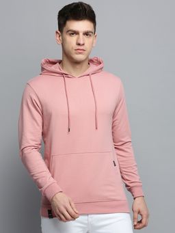 SHOWOFF - Mens Hooded Solid Pink Pullover Sweatshirt