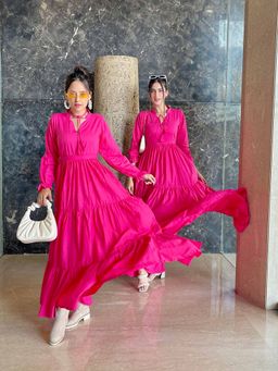 DIMPLE DESIGN STUDIO - Pink Frill Dress