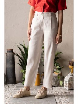 CANOOPI - Glazed Pleated Formal Trouser - White