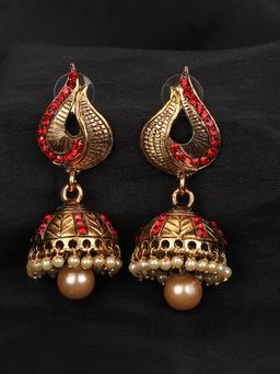 Anika's Creations - Traditional Partywear Red Jhumki Earrings