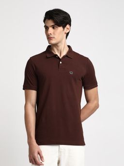 The Bear House - Men Brown Solid Slim Fit Cotton Casual T-Shirt