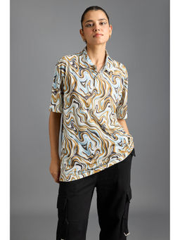 FREAKINS - Y2K Print Polo T-Shirt