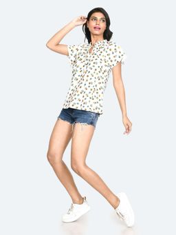 Zink London - Womens White Floral Top