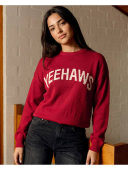 Bewakoof - Women Red Jacquard Oversized Sweater