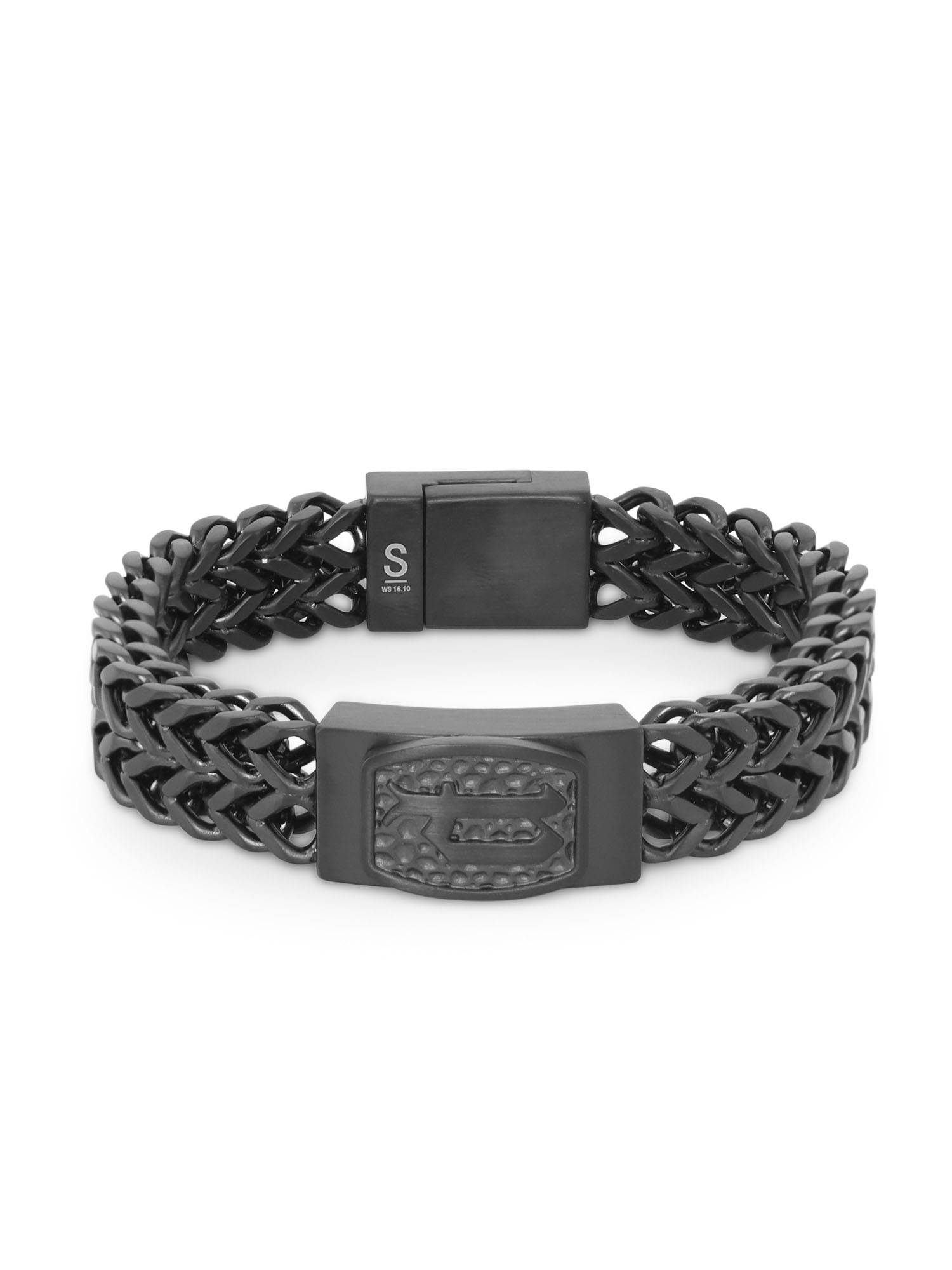 Buy Police Ip Black Matte Bracelet With Magnet Buckle-Pj.25693Bsb