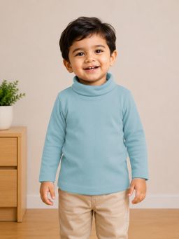 Mi Arcus - Blue Knit Full Sleeves Solid T-Shirt