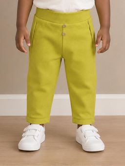 Mi Arcus - Light Green Knit Full Length Solid Pant