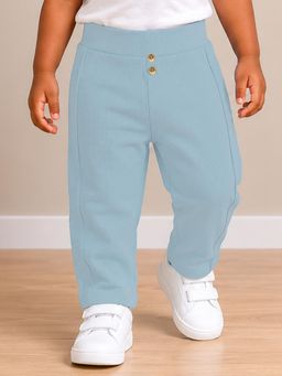 Mi Arcus - Sky Blue Knit Full Length Solid Pant