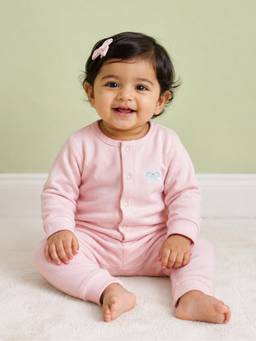 Mi Arcus - Pink Knit Full Sleeves Bow Print Winter Top And Joggers