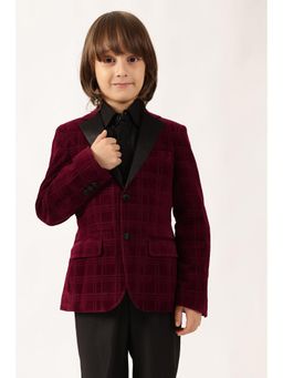 One Friday - Boys Red Checked Woven Blazer