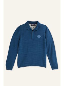One Friday - Boys Teal Collar Neck Knit Polo T-Shirt