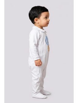 One Friday - Baby Boys White Cotton Romper