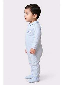 One Friday - Baby Boys Blue Cotton Full Sleeves Romper