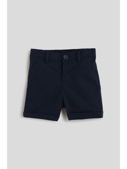 One Friday - Baby Boys Navy Blue Solid Shorts