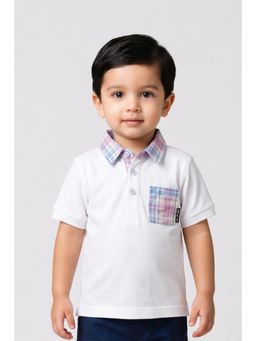 One Friday - Baby Boys White Collar Neck Cotton Polo T-Shirt