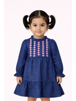 One Friday - Baby Girls Navy Blue Heart Print Dress