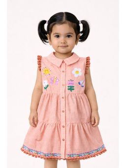 One Friday - Baby Girls Checked Cotton Shirt Collar Dress