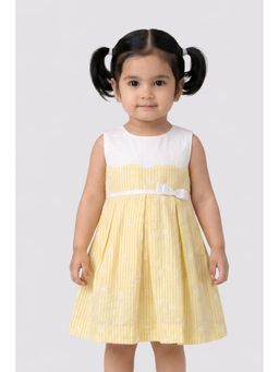One Friday - Baby Girls Yellow Striped Cotton Dress