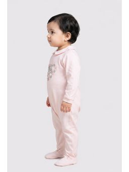 One Friday - Baby Girls Pink Cotton Full Sleeves Romper