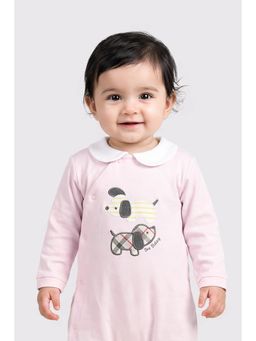 One Friday - Baby Girls Pink Knit Romper For Daily Wear