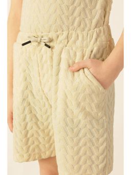 One Friday - Boys Beige Textured Terry Knit Shorts