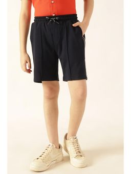 One Friday - Boys Navy Blue Knit Tencel Lycra Shorts