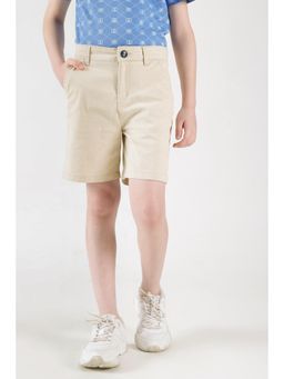 One Friday - Boys Beige Solid Casual Chino Shorts