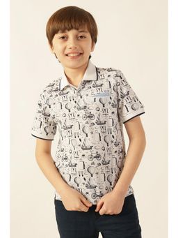 One Friday - Boys Off White Abstract Polo T-Shirt