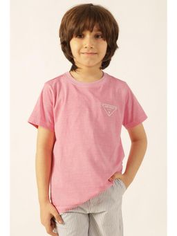 One Friday - Boys Pink Cotton Printed T-Shirt