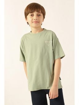 One Friday - Boys Green Printed Jersey Lycra T-Shirt