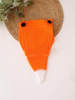 Woonie - Orange Handknitted Fox Design Photography Prop Dress