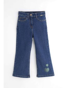 One Friday - Girls Blue Solid Cotton Blend Slim Jeans