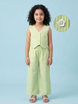 AJ Dezines - Green Stripes Cotton Co-Ord Set