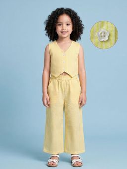 AJ Dezines - Yellow Stripes Cotton Co-Ord Set