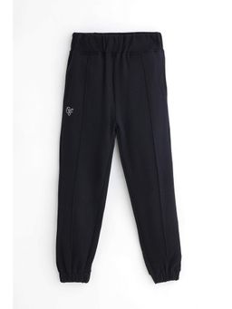 One Friday - Girls Black Cotton Brushed Fleece Finish Joggers