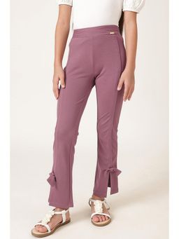 One Friday - Girls Mauve Bow Detail Flared Pants