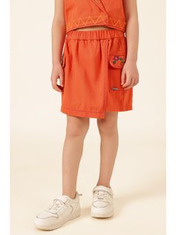 One Friday - Girls Orange Cotton Twill Skorts