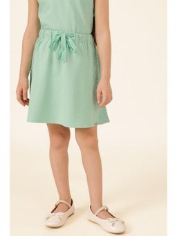 One Friday - Girls Mint Green Solid French Terry Knit Skirt