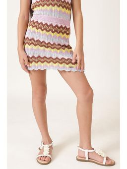 One Friday - Girls Multi-Color Woven Jacquard Knit Skirt