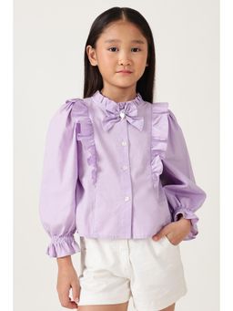 One Friday - Girls Lavender Ruffle Detail Blouse