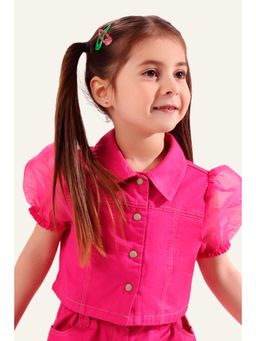 One Friday - Girls Pink Solid Jacket