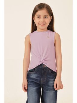 One Friday - Girls Lavender Solid Cotton Top