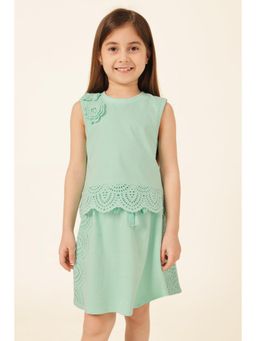 One Friday - Girls Mint Green Solid Pk Lycra Knit Top