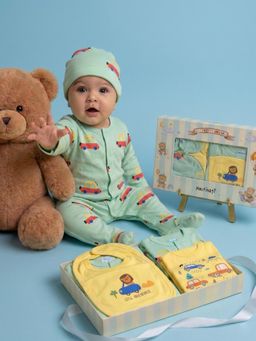 Nautinati - Multi-Color Pure Cotton All-Over And Placement Print Gift Set (0-6 Months)