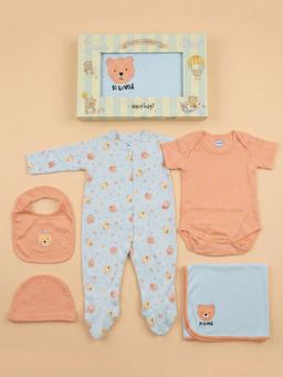 Nautinati - Boys Cotton All-Over And Placement Teddy Print Gift Set (0-6 Months)