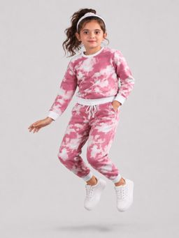 PLUM TREE - Girls Pink Soft Cotton Full Sleeve T-Shirt And Joggers