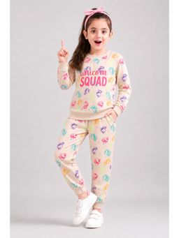 PLUM TREE - Girls Off White Soft Cotton Full Sleeve T-Shirt And Joggers